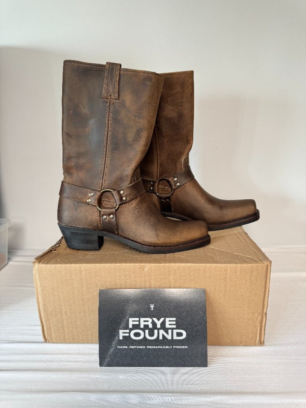 NEW Women's 10 Frye Harness 12R Boots Oil-Tanned Brown Tan Leather Buckles USA